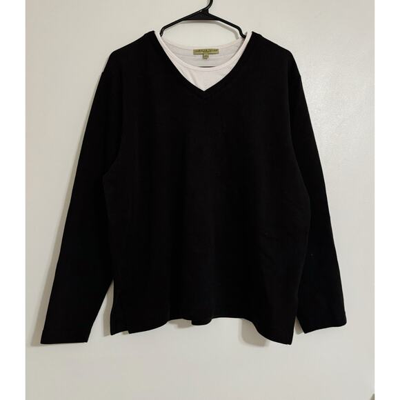 Black and White Vintage Carolyn Taylor RIbbed Sweatshirt 1X - Picture 1 of 5